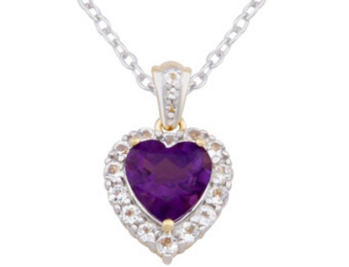 Sterling Silver Amethyst & White Topaz Necklace