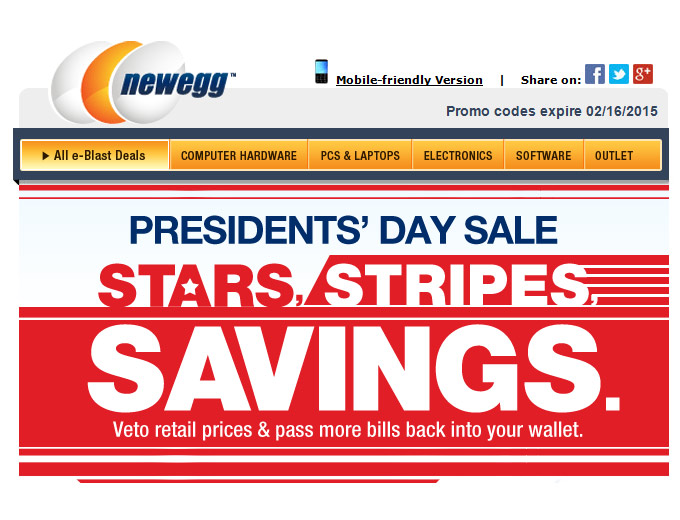 Newegg President's Day Sale Event