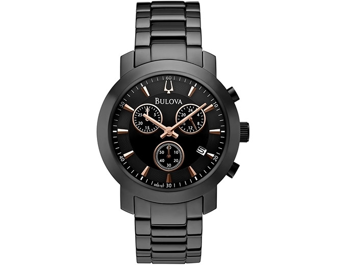 Bulova Men's Black-Tone Bracelet Watch