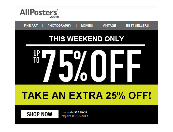 Allposters Clearance Sale - 75% off