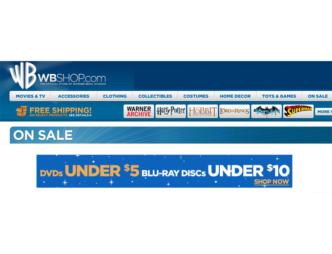 Sale: Blu-ray Discs Under $10 at the WBShop