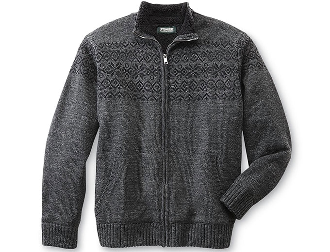 Outdoor Life Men's Fleece-Lined Sweater Jacket