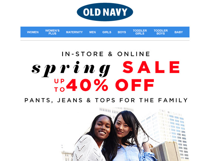 Old Navy Spring Sale - Up to 40% Off