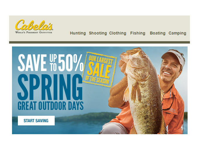 Cabela's Spring Sale - 50% off