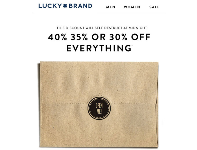 Extra 40% off Everything at Lucky Brand