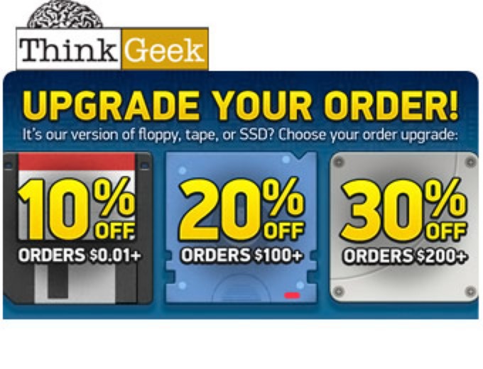 Save up to 30% off at ThinkGeek