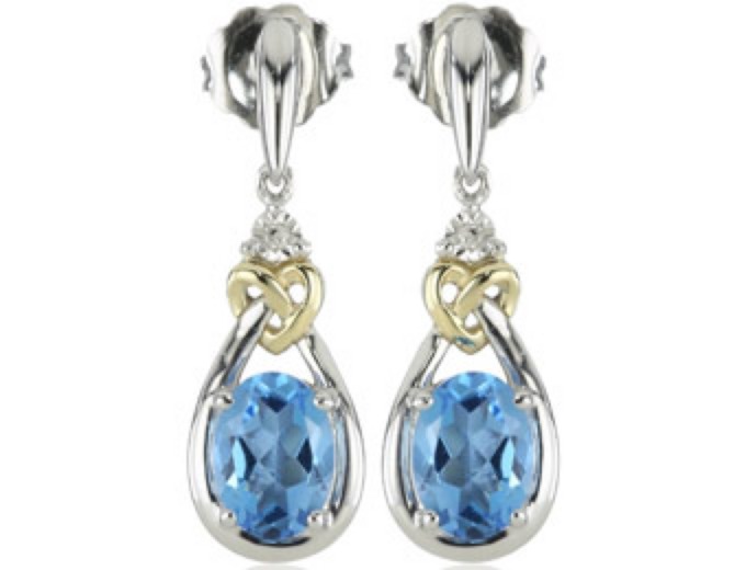 Love Knot Blue Topaz with Diamond Earrings