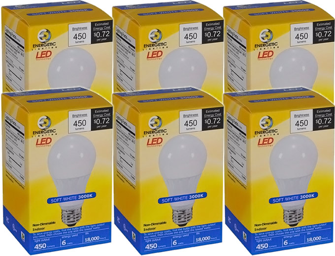 A19 LED Light Bulbs 450 Lumen, 6-Pack