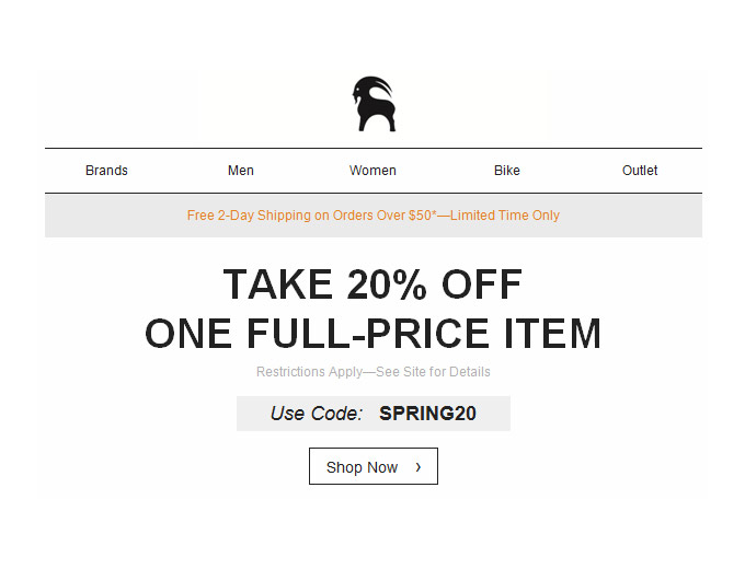 Save 20% off One Full-Priced Item at Backcountry