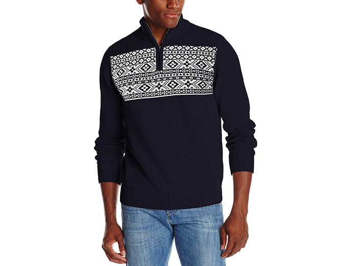 Dockers Men's Fairisle Zip Mock Sweater