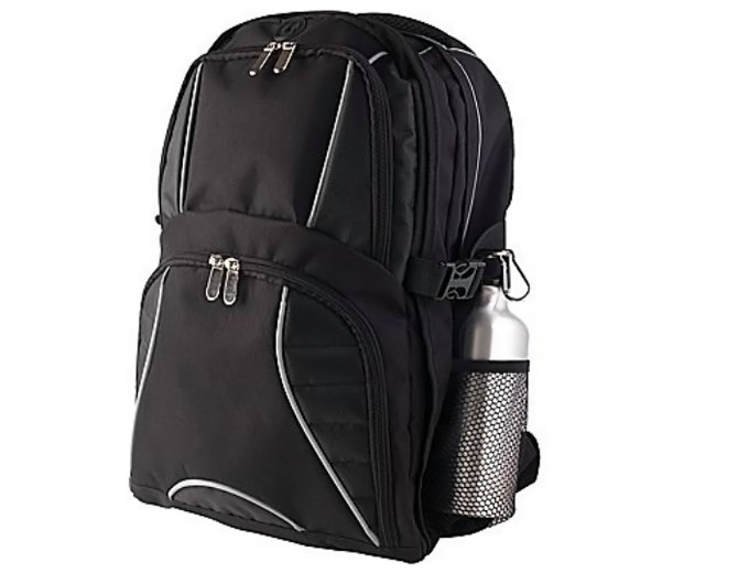 Black Backpack with Aluminum Water Bottle