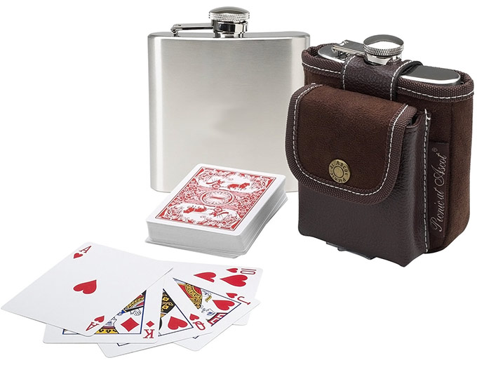 Barware Hip Flask & Playing Cards