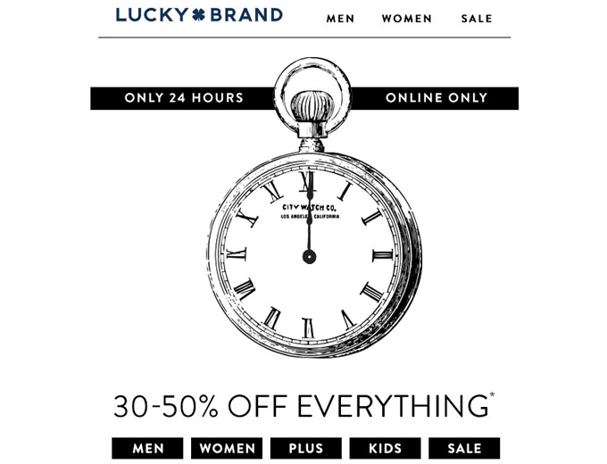30-50% off Everything at Lucky Brand