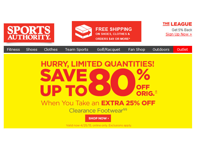 Clearance Footwear at Sports Authority