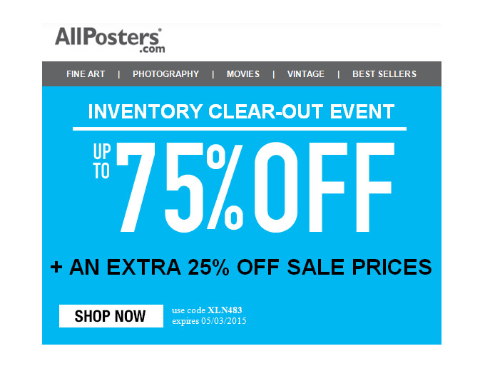 Allposters Inventory Clear-out Sale - 75% off