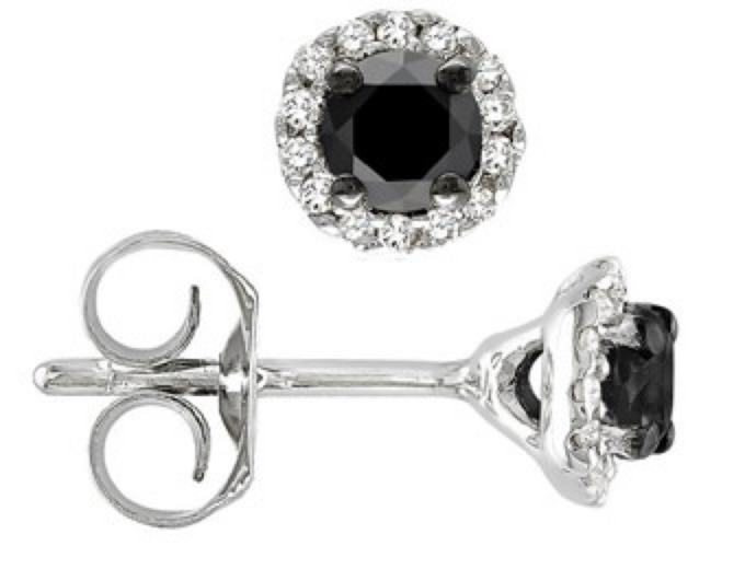 Sterling Silver Black & White Diamond Earrings