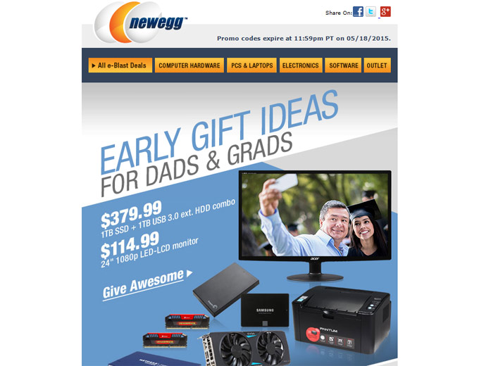 Newegg Early Gift Ideas for Dads & Grads Sale