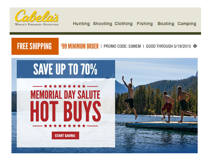 Cabela's 2-Day Memorial Day Sale