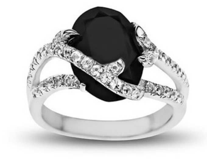 Deal: 6 3/8 ct Jet Crystal Ring in Sterling Silver
