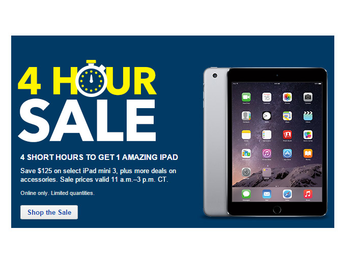 Best Buy 4 Hour Sale - $125 off iPad Mini 3