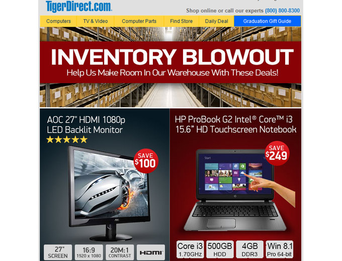 Tiger Direct Inventory Blowout Sale