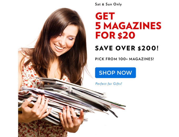 DiscountMags 5 for $20 Magazine Sale