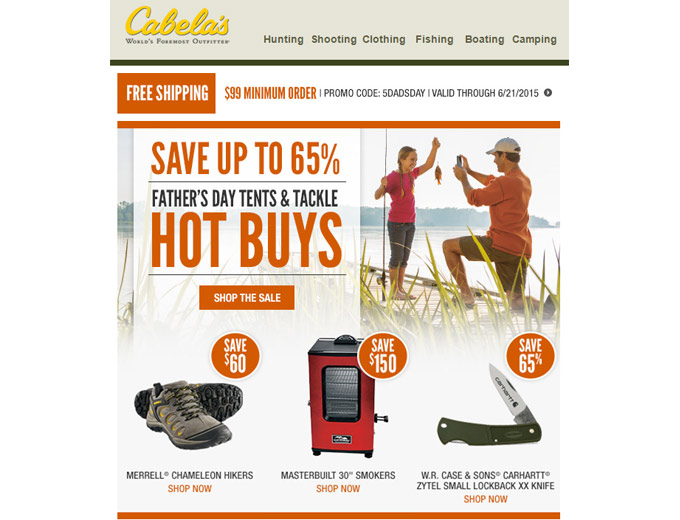Cabela's Father's Day Sale - Up to 65% Off