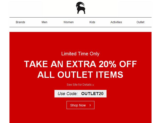 Extra 20% off Any Outlet Item at Backcountry