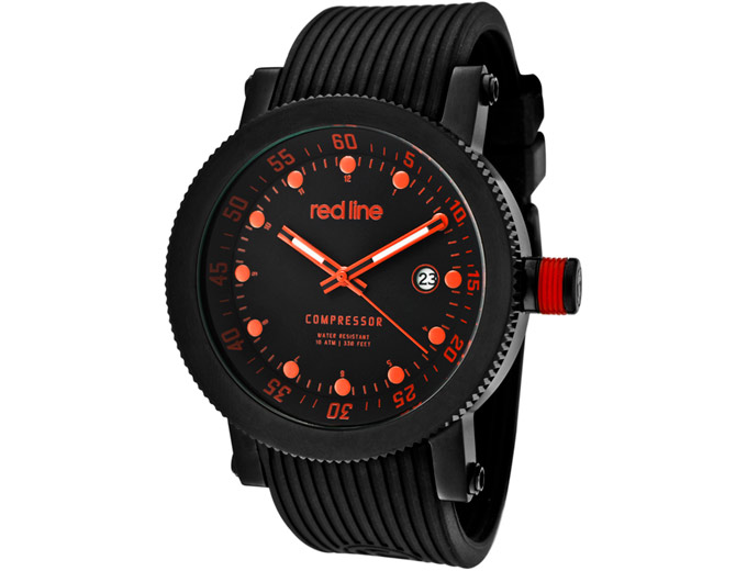 Red Line Compressor Black Silicone Watch