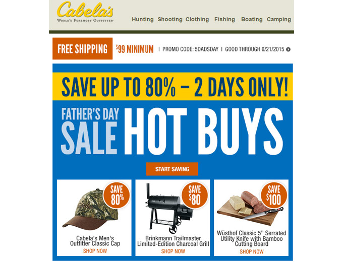 Cabela's 2-Day Sale - Up to 80% Off