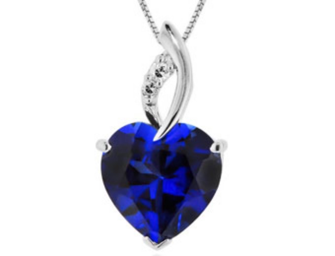7.5ct Blue & White Sapphire Heart Pendant