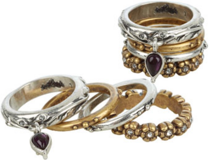 Lucky Brand Two-Tone Floral Stack Rings
