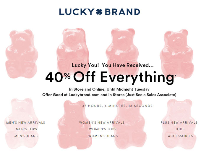 Extra 40% off Everything at Lucky Brand