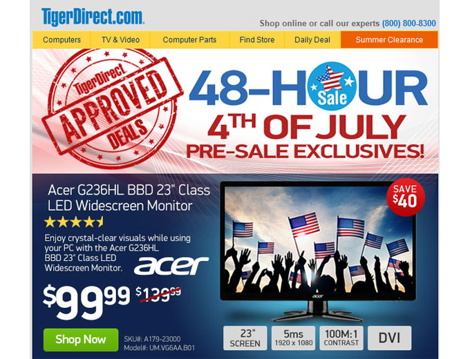 Tiger Direct 48-Hour 4th of July Pre-Sale