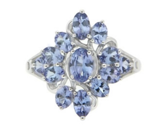 1.5 ct. Sterling Silver Tanzanite Cluster Ring