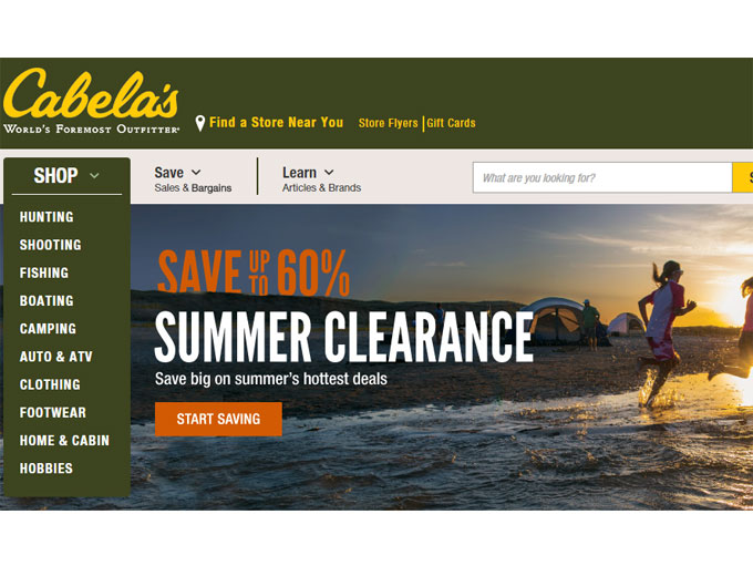 Cabela's Summer Clearance Sale - Up to 60% off