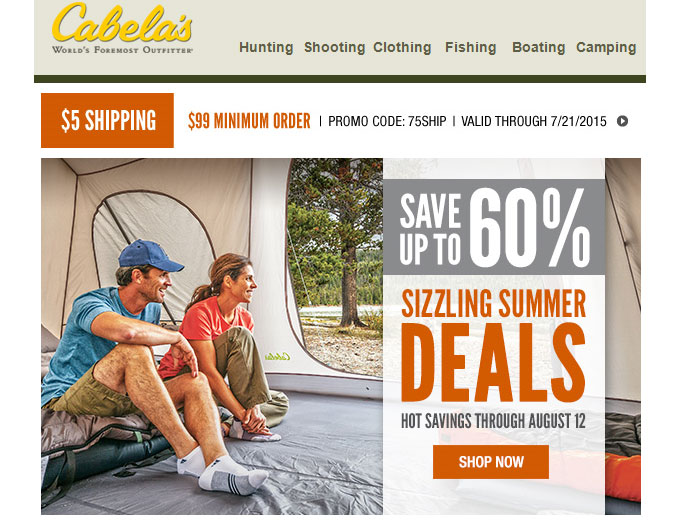 Cabela's Summer Sale - Up to 60% Off