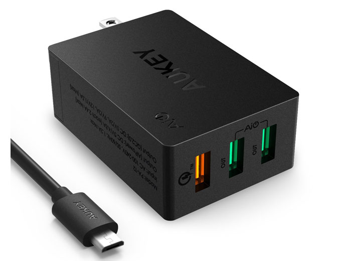 Aukey 42W 3-Port USB Quick Wall Charger