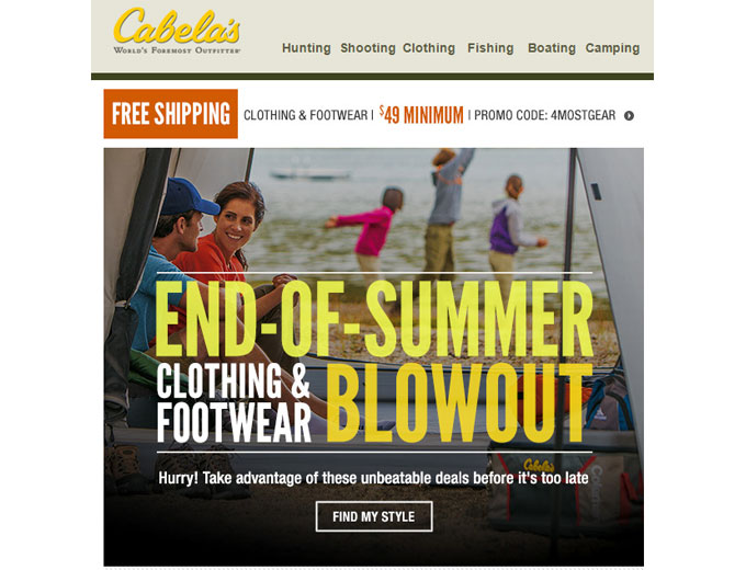 Cabela's End of Summer Blowout Sale