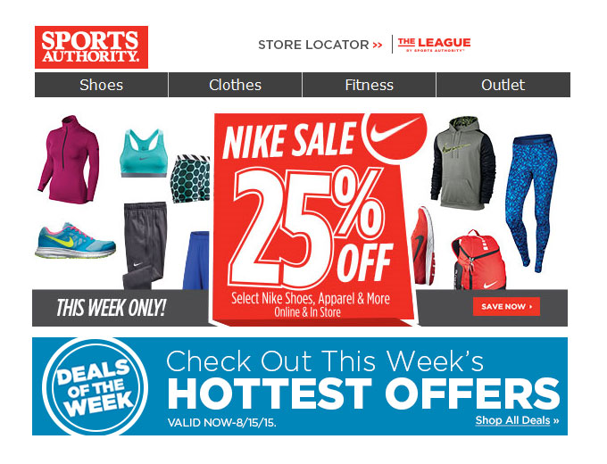 Sports Authority 7-Day Nike Sale - Extra 25% Off