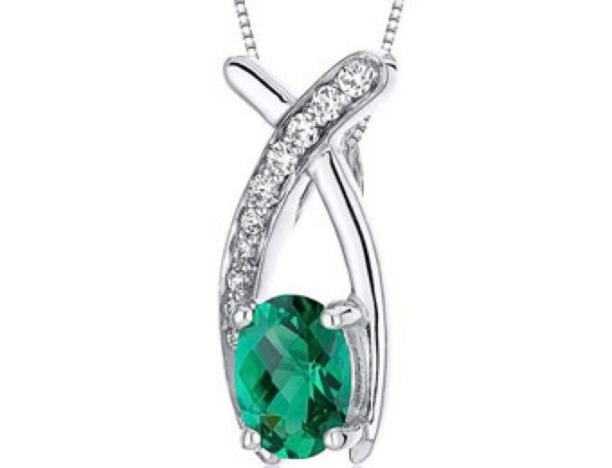 Peora .75ct Emerald Pendant Necklace
