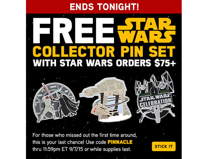 Free Star Wars Collectible Enamel Pin Set