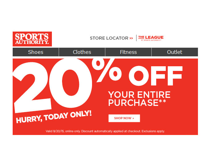 Sports Authority 3-Day Sale - Extra 20% Off