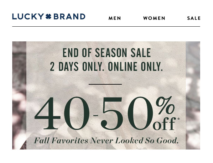 End of Season Sale - 50% off at Lucky Brand