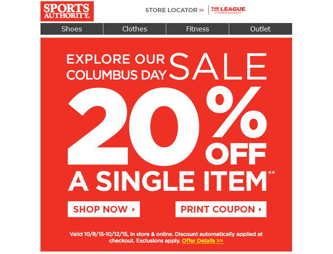 Sports Authority 4-Day Sale - Extra 20% Off