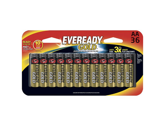 36-Pack Eveready A91BP-36 Gold AA Batteries