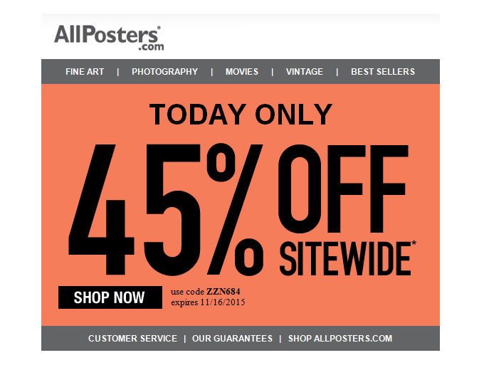 Extra 45% off Everything at Allposters