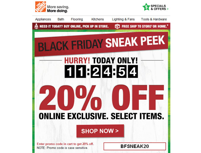 Home Depot Black Friday Sneak Peek - 20% off