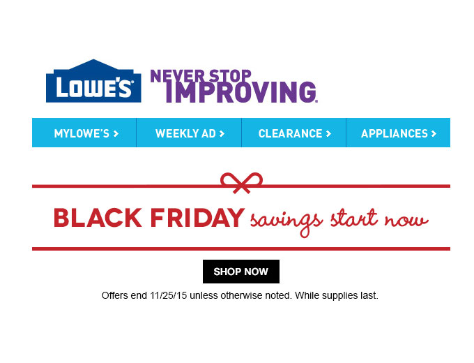 Lowe's Black Friday Deals Start Now