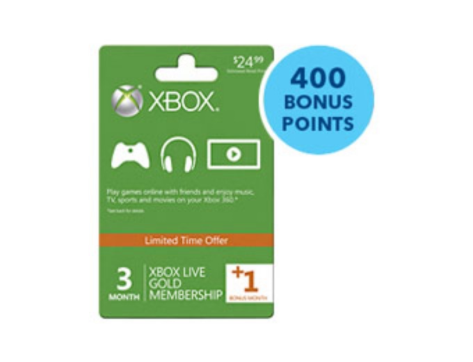 3+1 Month Xbox Live Gold Membership & 400 Free Points